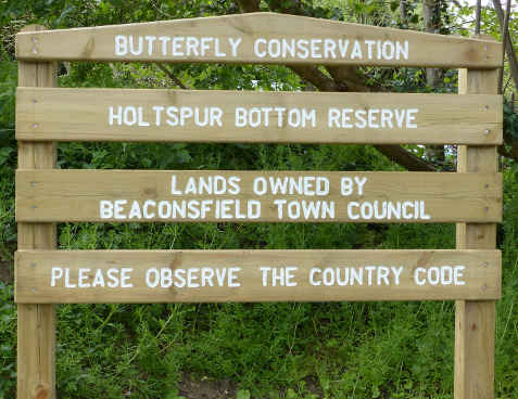 Holtspur Bottom Butterfly Reserve welcome board
